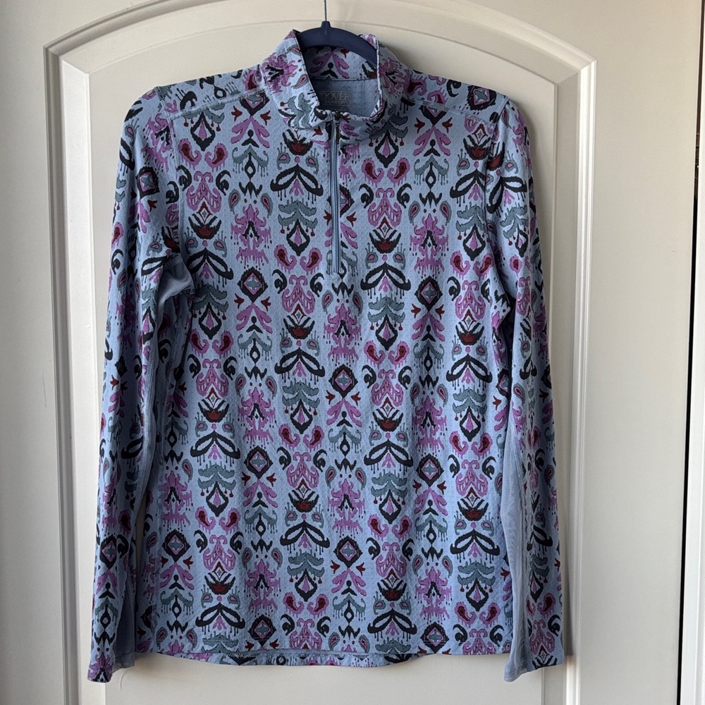 Dover 1/4 Zip Sunshirt w/ Mesh Sleeves- M- Periwinkle/Navy/Purple